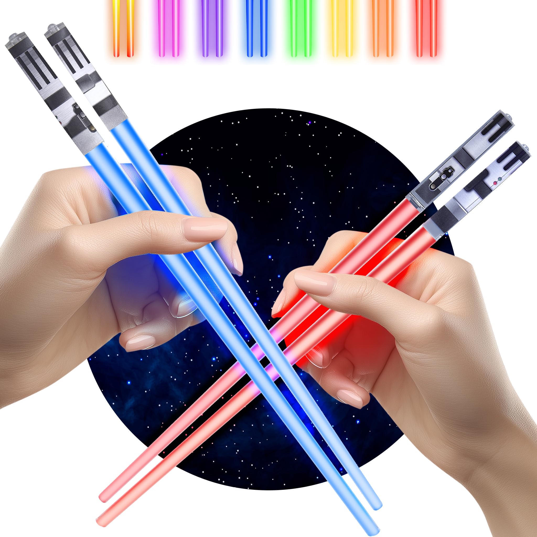 ChopSabers palillos con luz sable rojo para cenas temáticas divertidas.