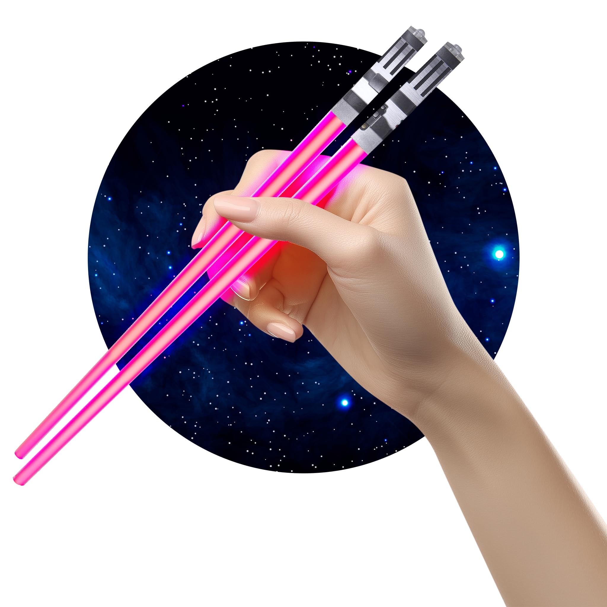 ChopSabers palillos iluminados con sable rosa encendidos para cenas temáticas y divertidas