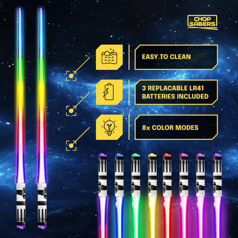 ChopSabers palillos con pilas LR41 incluidas para uso inmediato
