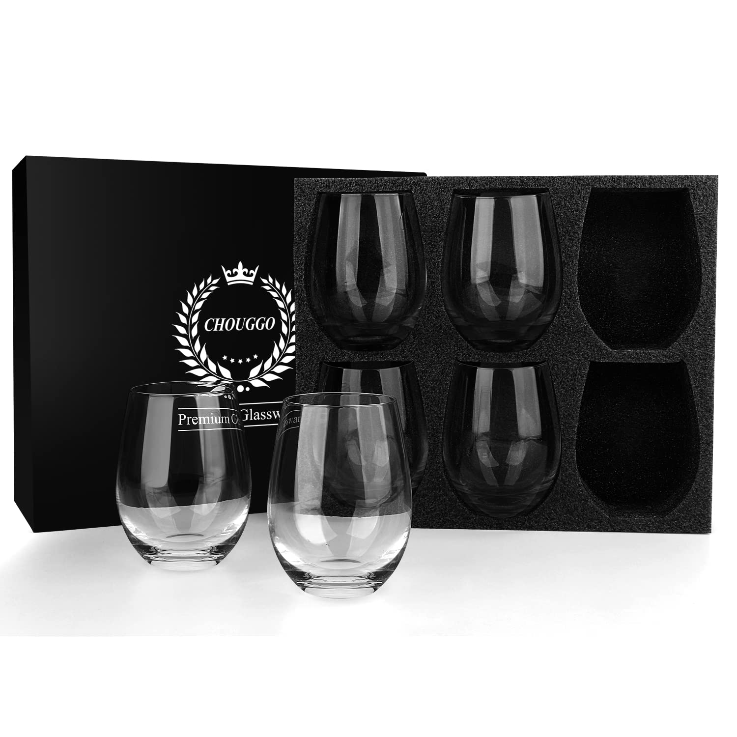 Brillo y acabado lujoso: vaso de vino Chouggo, listo para mesa.