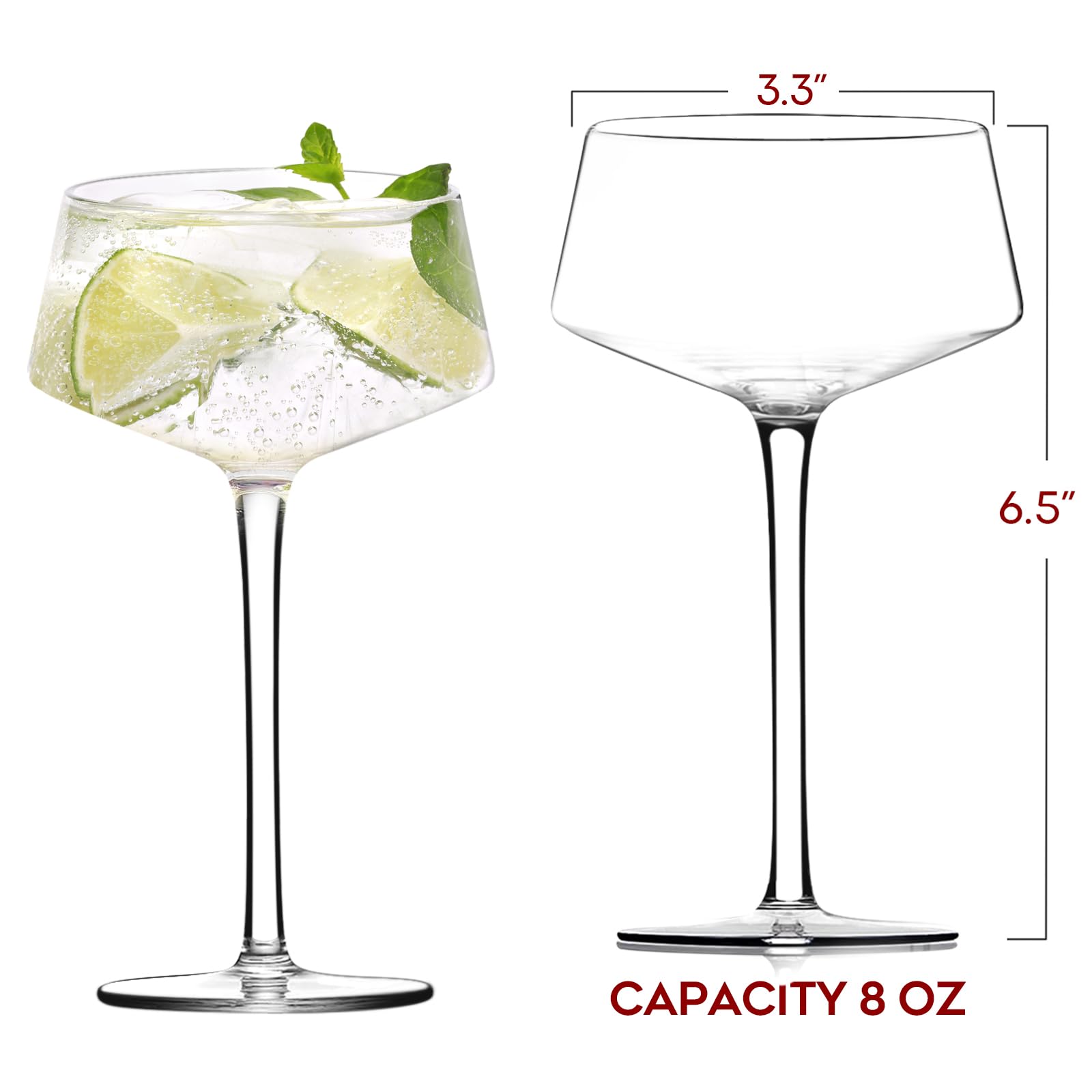 Chouggo copas para martini o cosmopolitan, estilo y presentación.