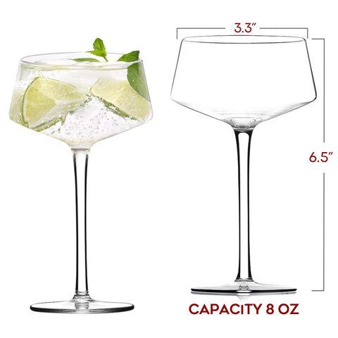 Chouggo copas para martini o cosmopolitan, estilo y presentación.