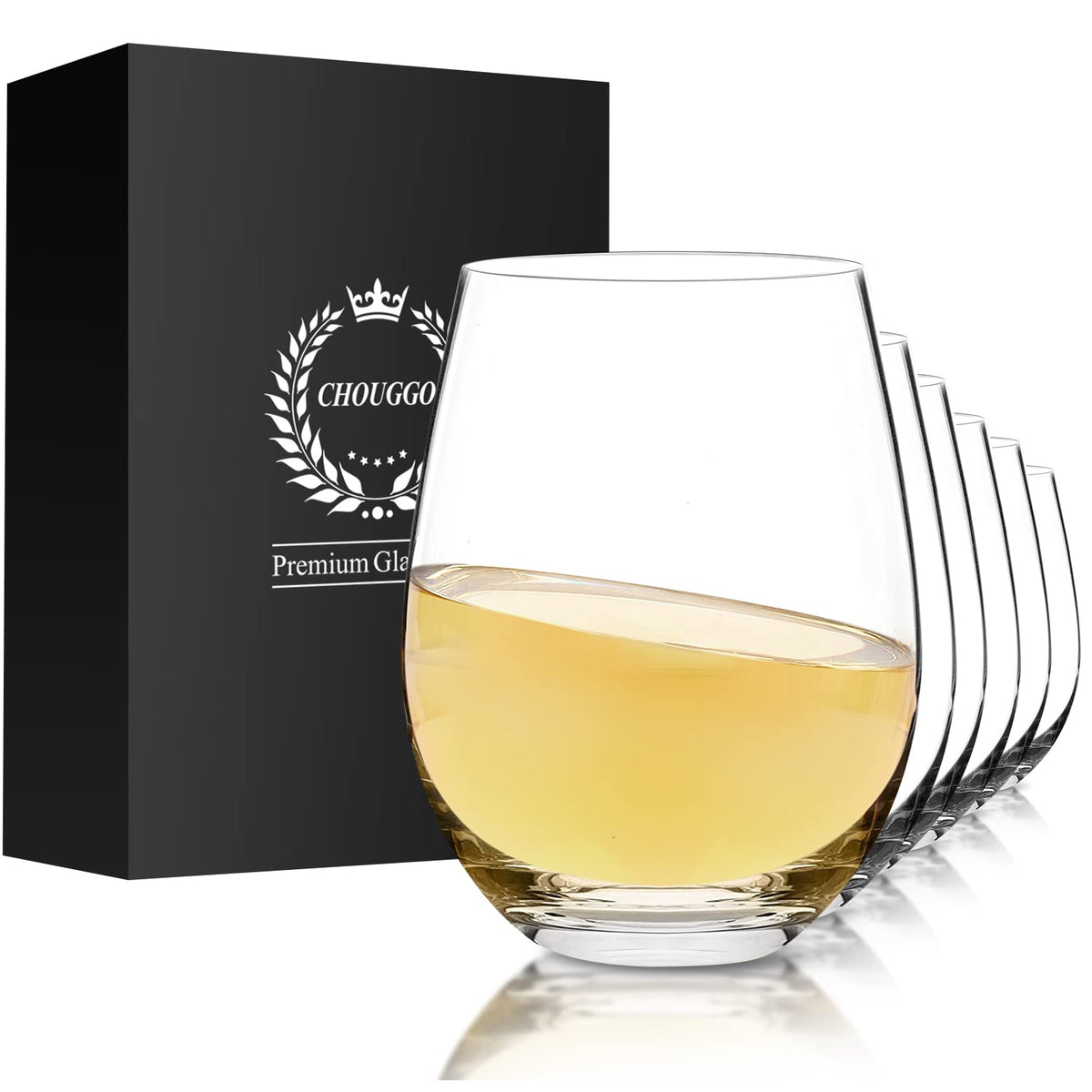 Vaso de vino sin tallo Chouggo de 18oz, elegante para toda ocasión.