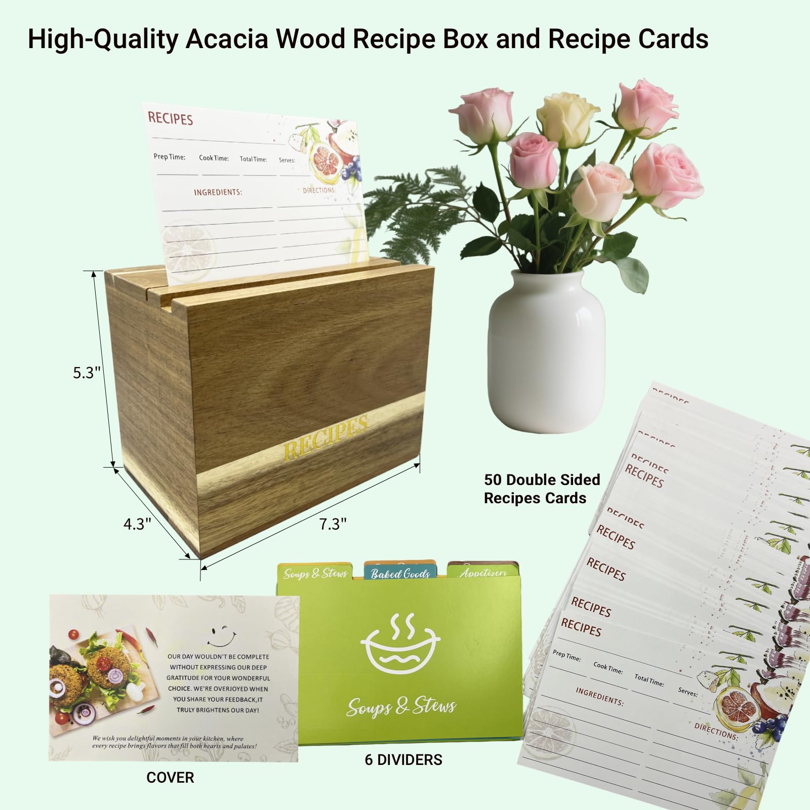 CHOUYUHE tarjetas de recetas 6x4, juego de 50 para organizar recetas familiares.