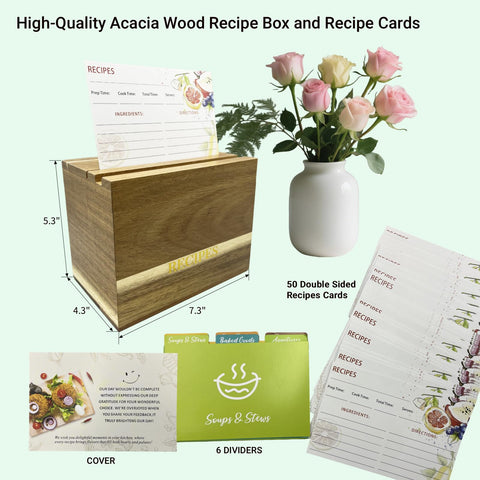 CHOUYUHE tarjetas de recetas 6x4, juego de 50 para organizar recetas familiares.