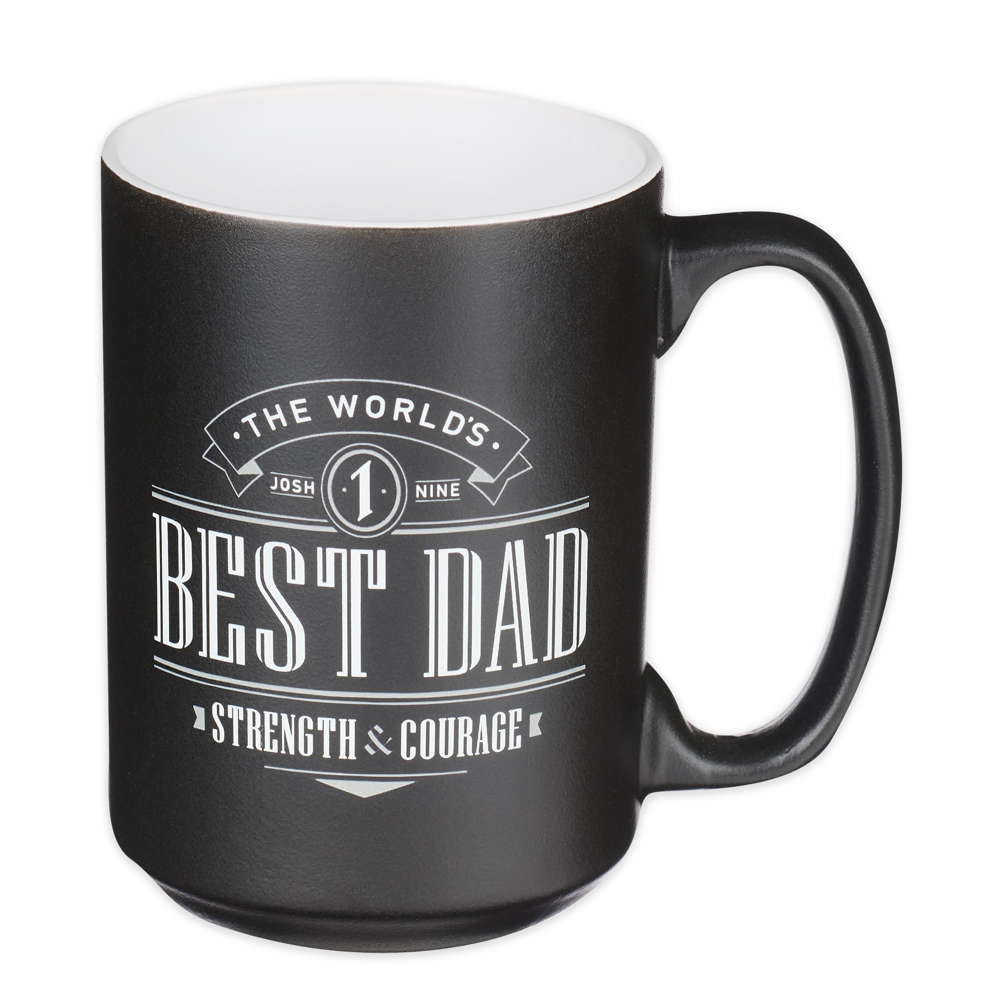 Taza Christian Art Gifts con versículo Joshua 1:9 para papá, ideal para iniciar la mañana con café