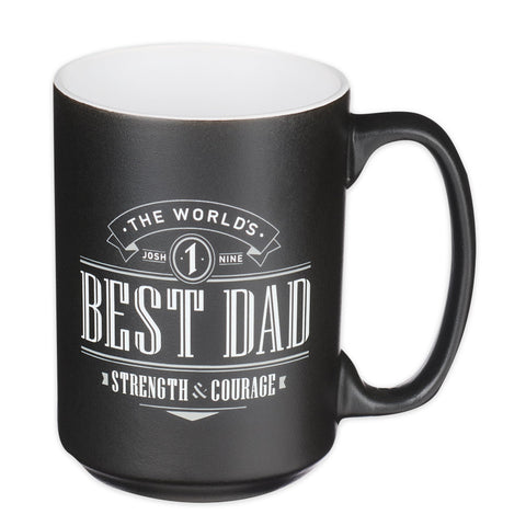 Taza Christian Art Gifts con versículo Joshua 1:9 para papá, ideal para iniciar la mañana con café