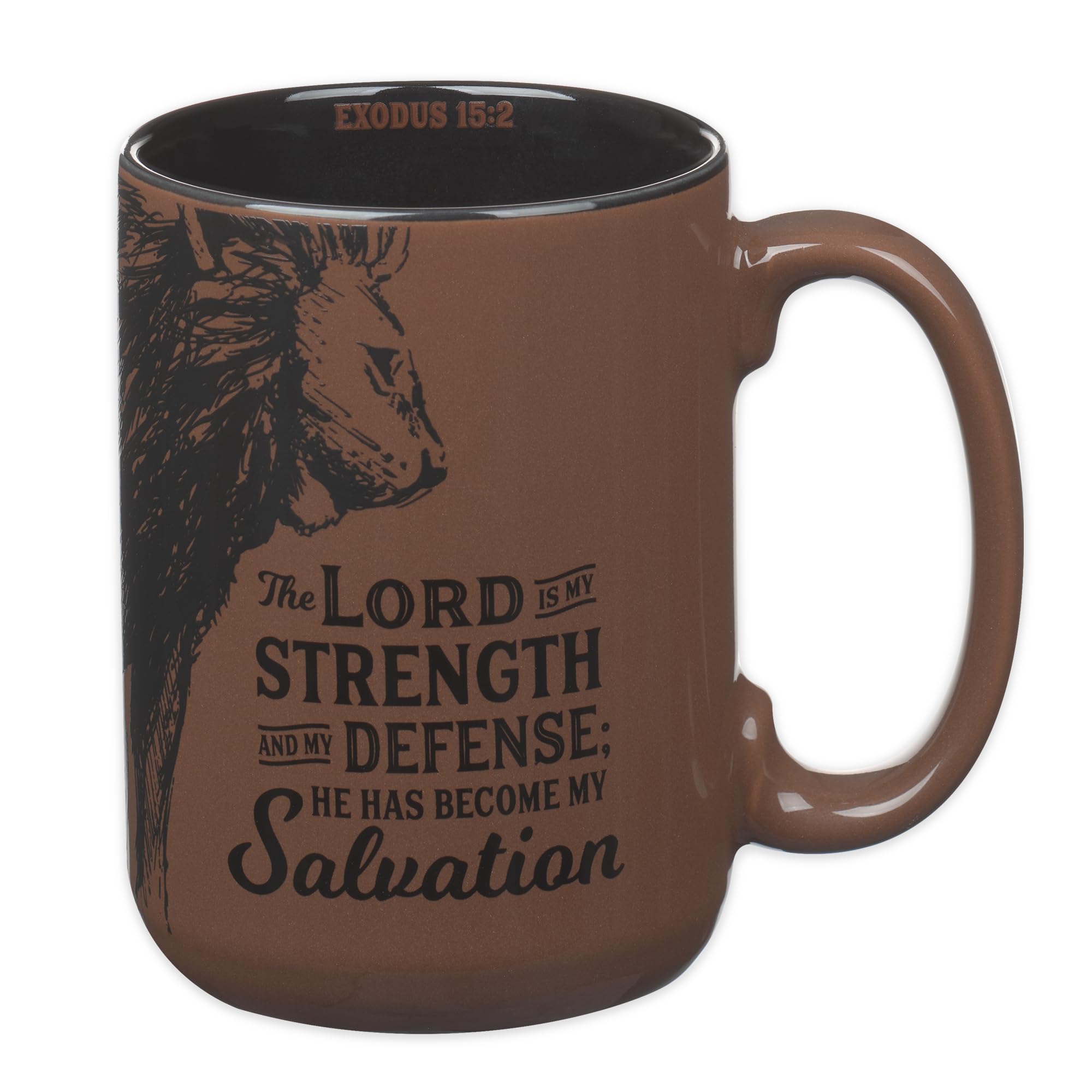 Vaso Christian Art Gifts con león en diseño, ideal para café diario.