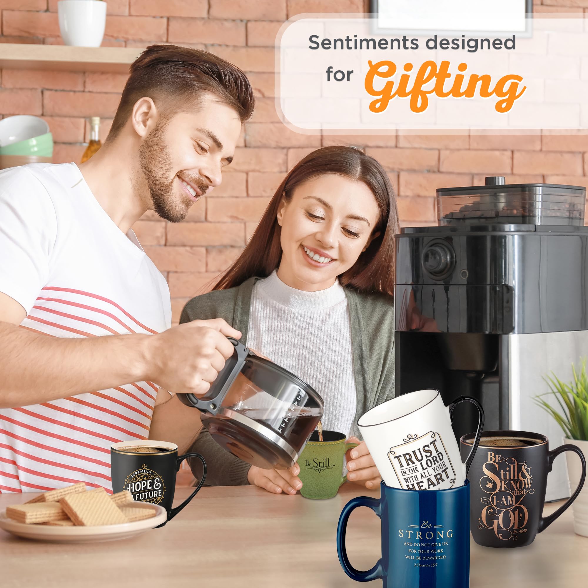 Taza Christian Art Gifts mango ergonómico en azul marino para sostener