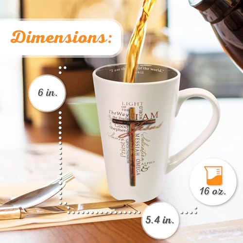 Christian Art Gifts Taza con versículo Juan 8 12 en el borde interior