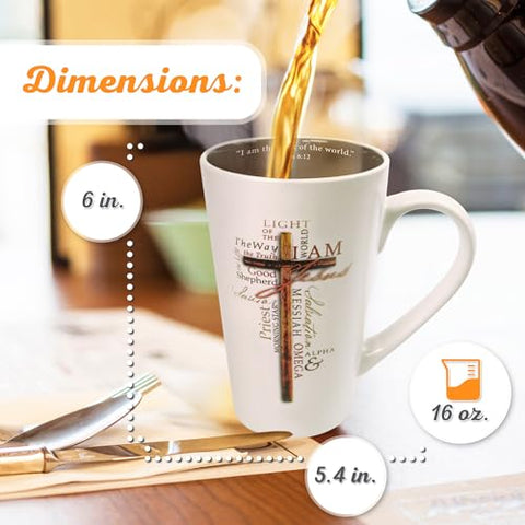 Christian Art Gifts Taza con versículo Juan 8 12 en el borde interior