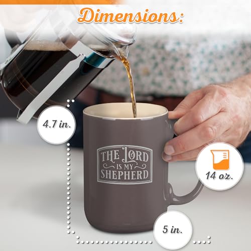 Taza cerámica grande Christian Art Gifts en marrón-kaki, ideal para té diario