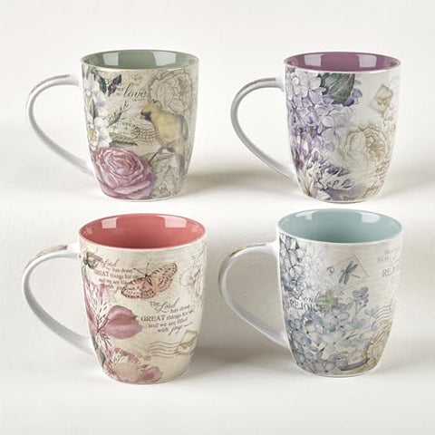 Taza Christian Art Gifts rosa con flor rosa, interior coordinado para bebidas