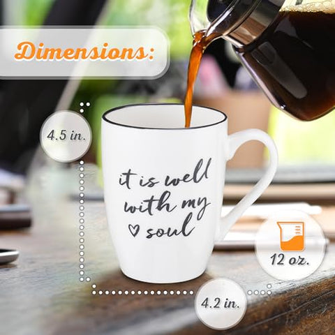 Taza cerámica apta para microondas y lavavajillas It Is Well con acabado blanco.