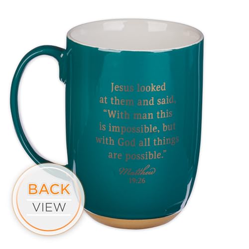 Taza Christian Art Gifts verde, dorso con versículo en oro para motivación diaria