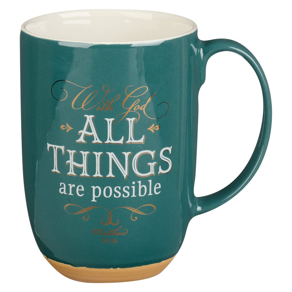 Taza Christian Art Gifts verde dentro de su caja regalo, regalo perfecto