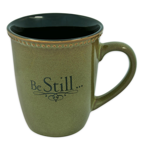 Taza Christian Art Gifts verde salvia Estate en calma, perfecta para café matutino.