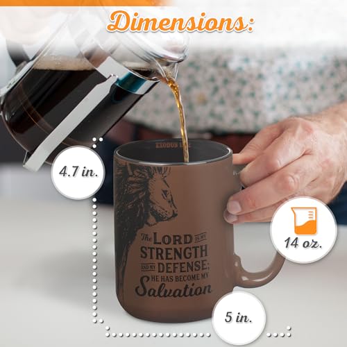 Vaso Christian Art Gifts con verso de Éxodo 15:2 en frente, inspiración diaria.