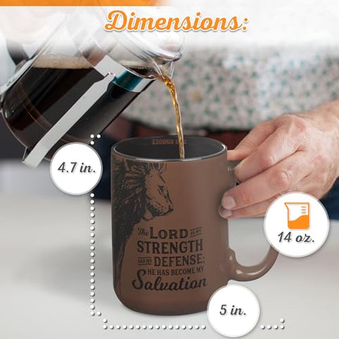 Vaso Christian Art Gifts con verso de Éxodo 15:2 en frente, inspiración diaria.