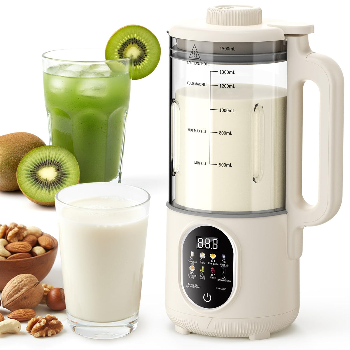 Chufa máquina leche nuez 55oz, capacidad ideal para leche vegetal casera.