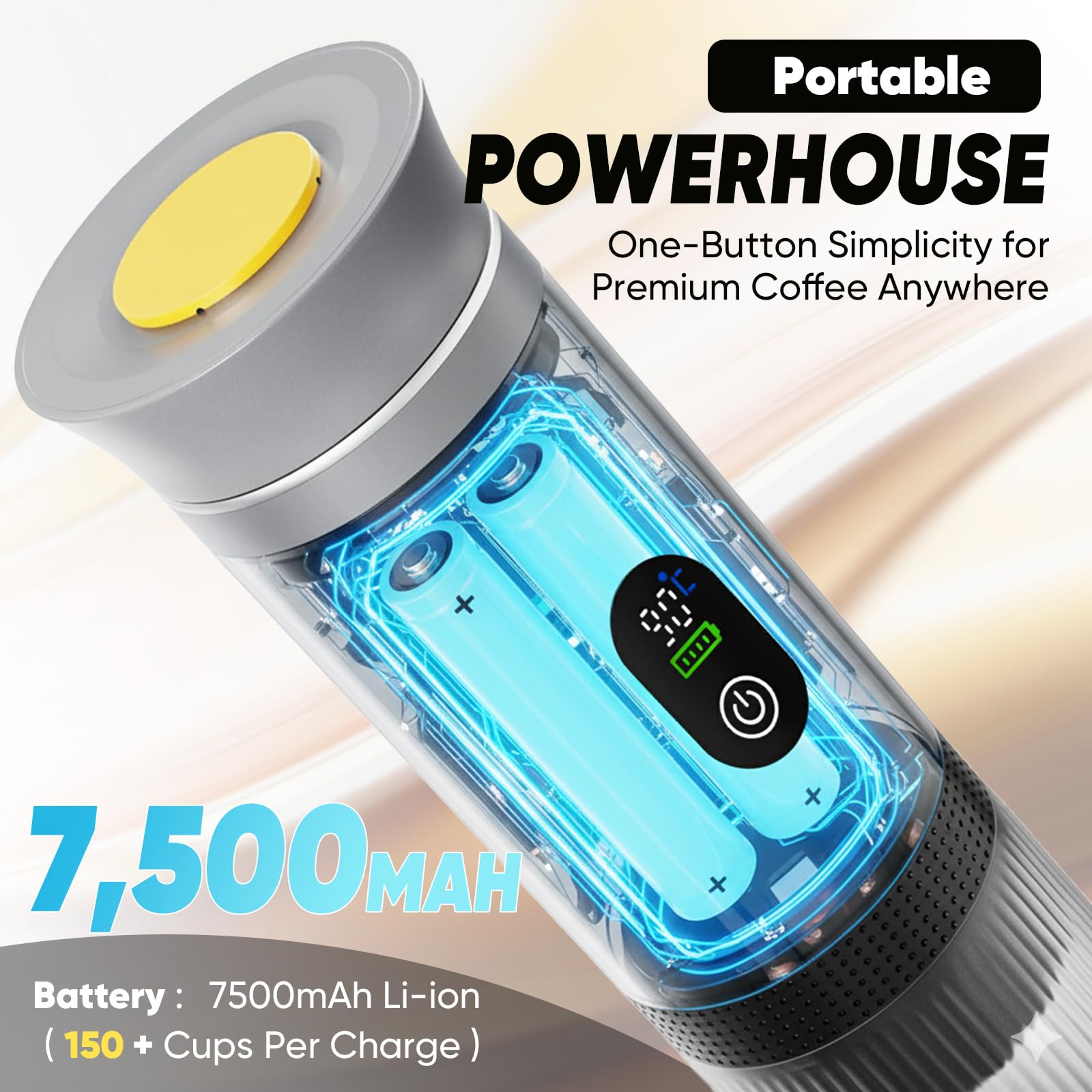 Chufa Portátil con carga USB-C, batería de larga duración.