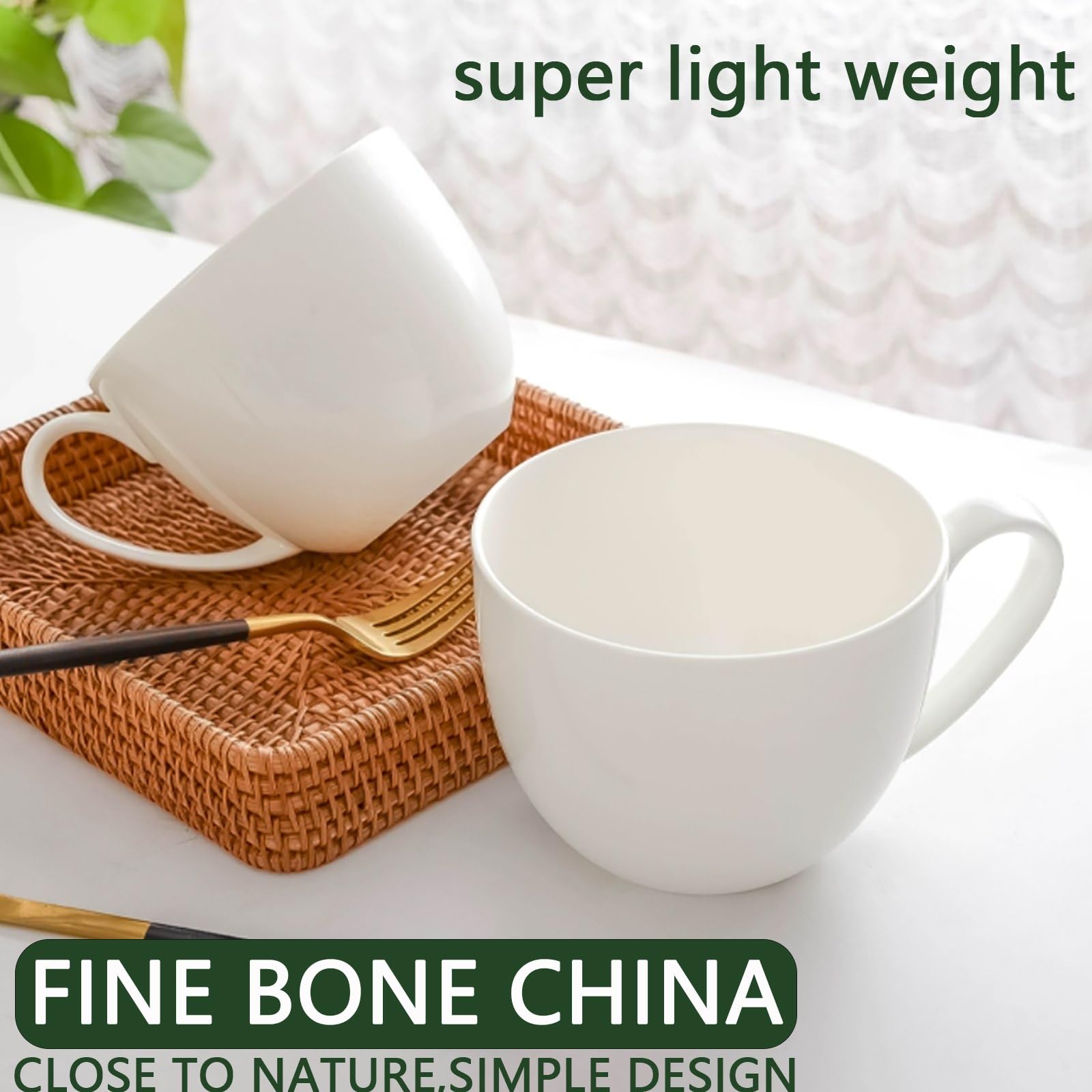 Taza Chulan para bebidas con leche en porcelana blanca con asa ergonómica.
