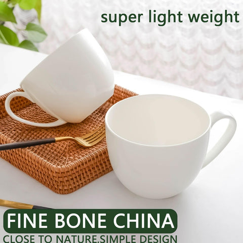 Taza Chulan para bebidas con leche en porcelana blanca con asa ergonómica.