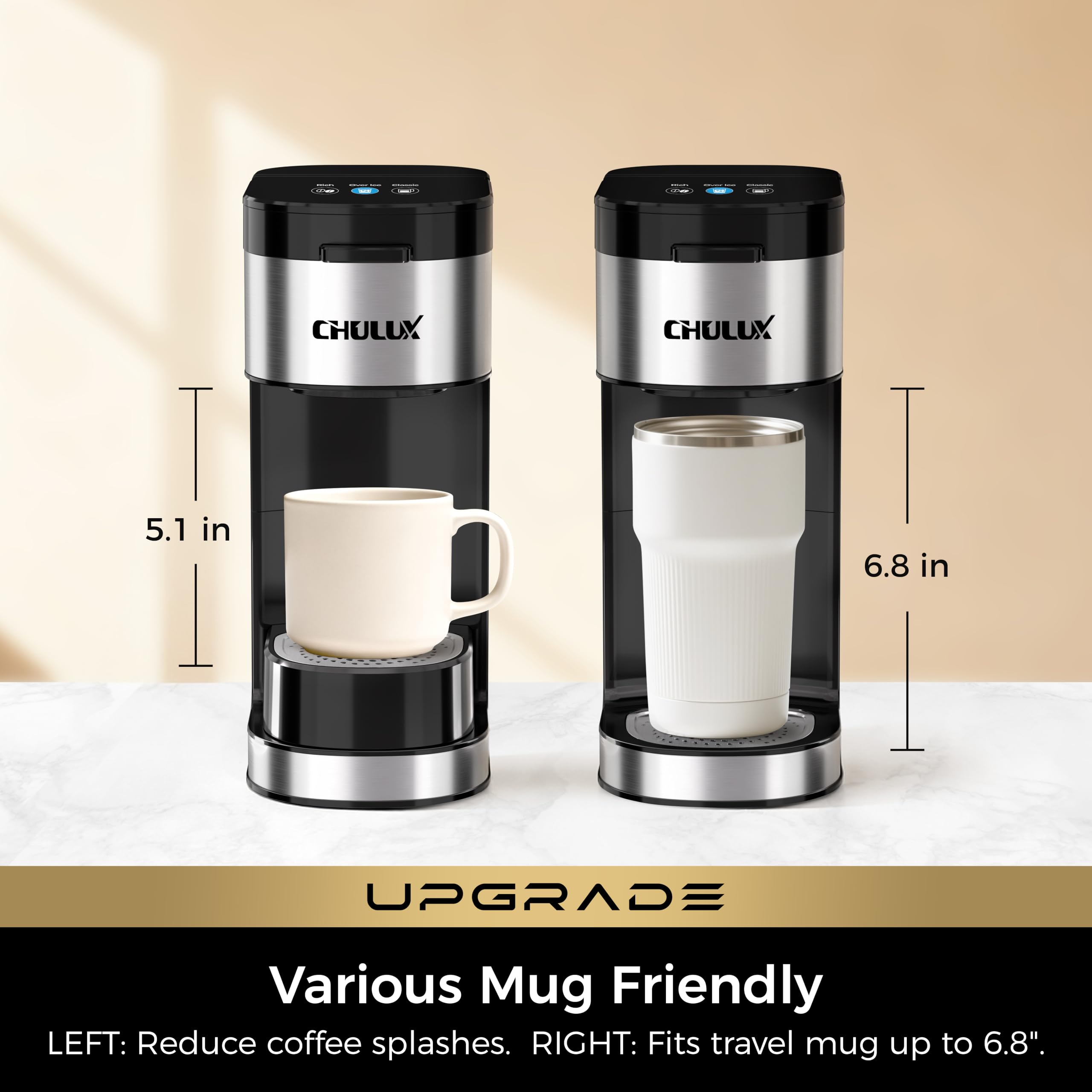 Depósito de 14 oz garantiza tazas frescas sin recargas constantes.