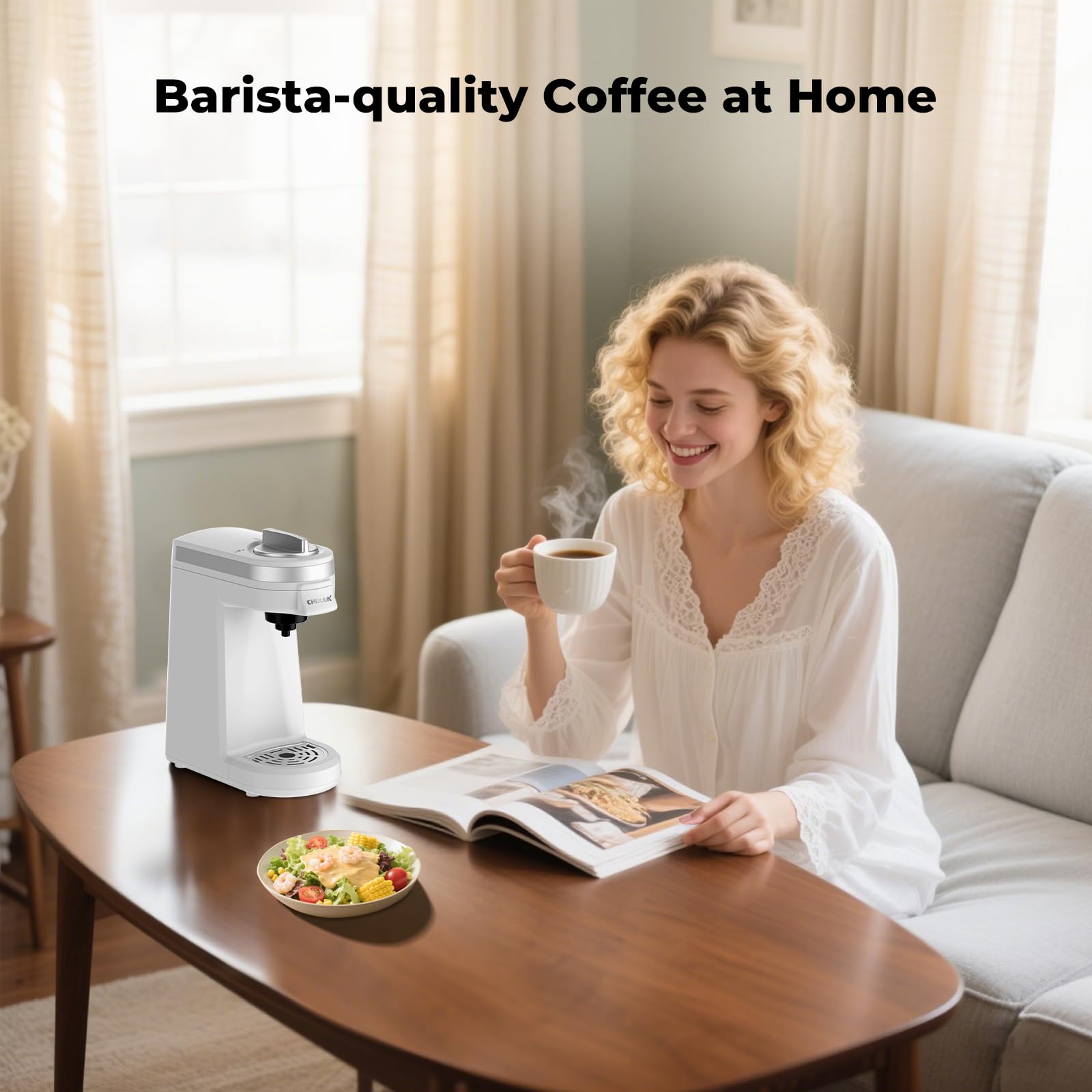 CHULUX Mini cafetera diseño compacto para encimeras pequeñas y viajes.