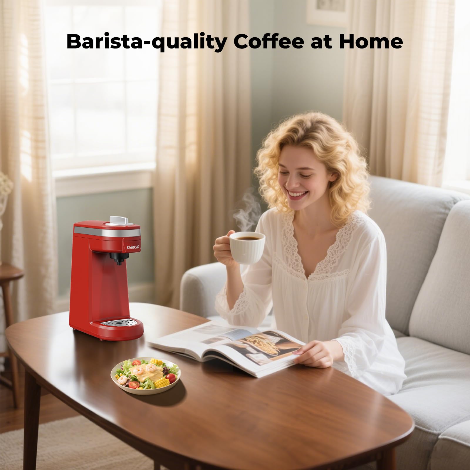 CHULUX Mini Cafetera filtro de agua integrado para mejorar el sabor