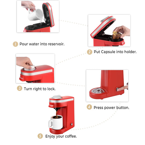 CHULUX Mini Cafetera en color rojo, diseño llamativo para la cocina