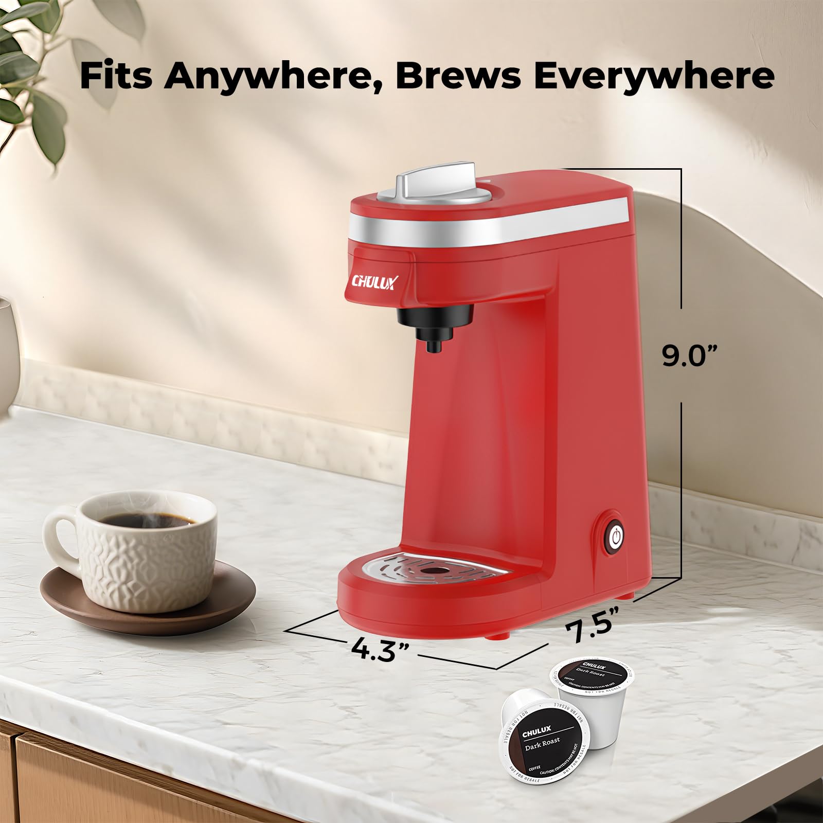 CHULUX Mini Cafetera tanque de agua fácil de rellenar y limpiar