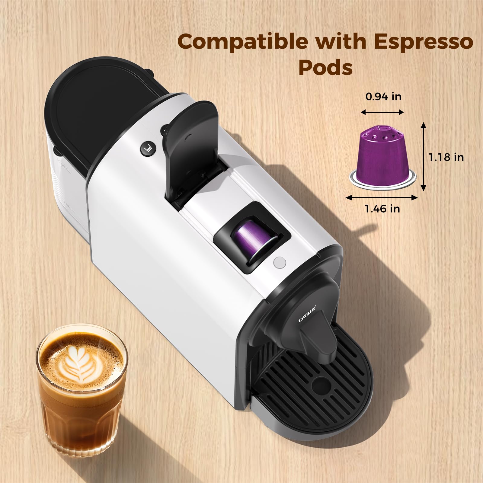 CHULUX Mini Espresso botones programables para espresso y lungo