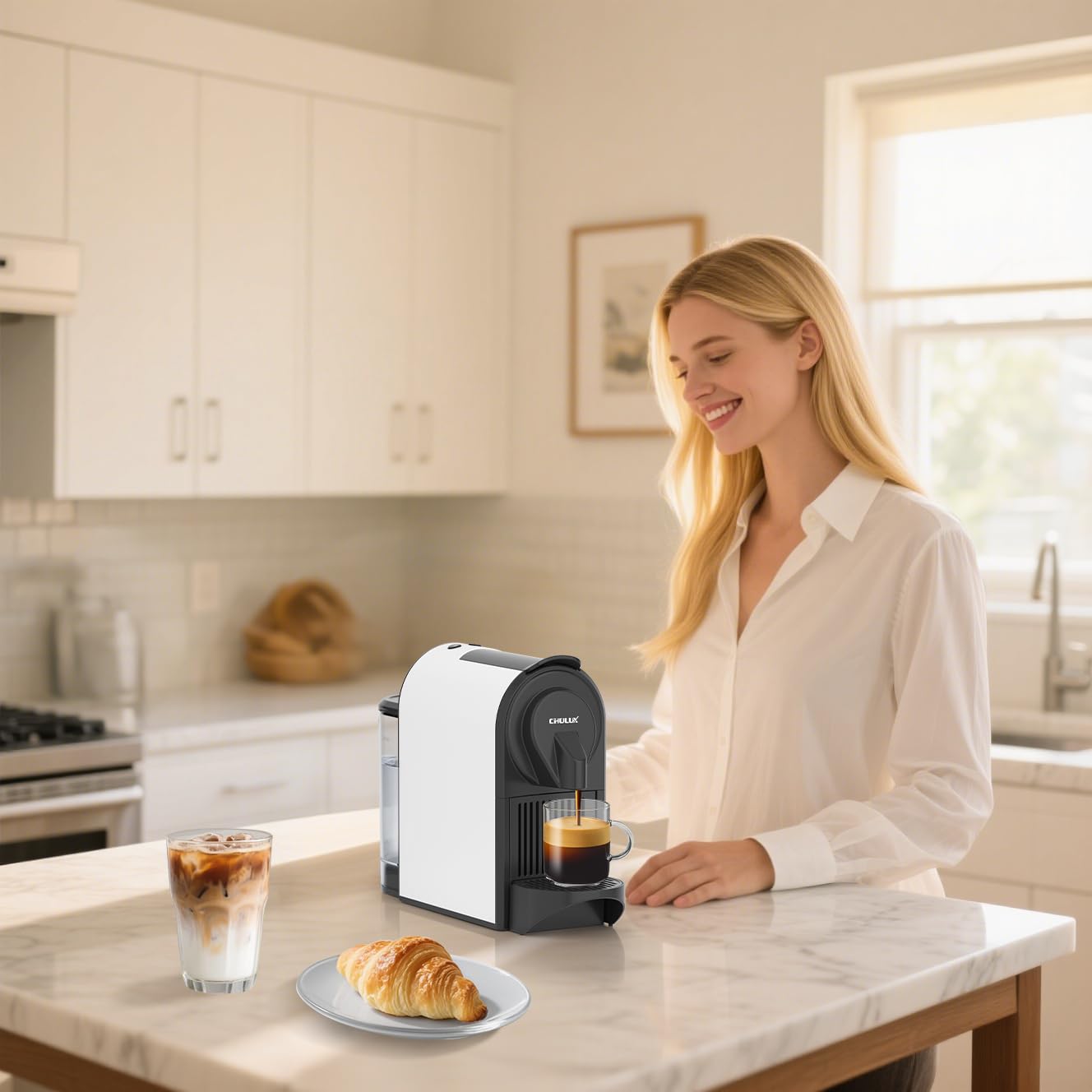 CHULUX Mini Espresso tanque removible de 24 oz para múltiples tazas