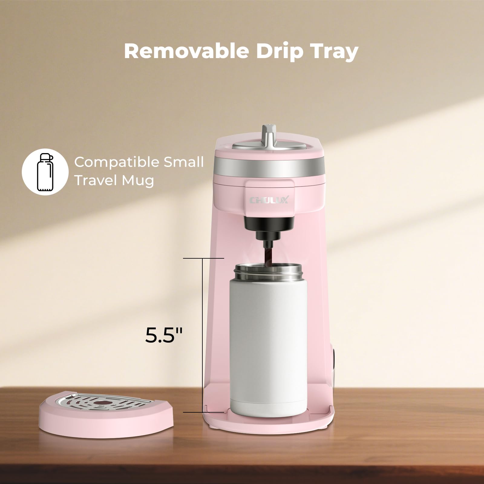 CHULUX Minicafetera interior visible, componentes fáciles de limpiar
