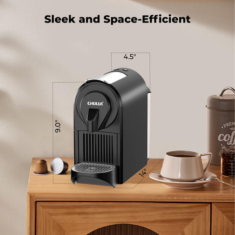 CHULUX Mini Espresso, modo ahorro, apagado automático tras inactividad para seguridad.
