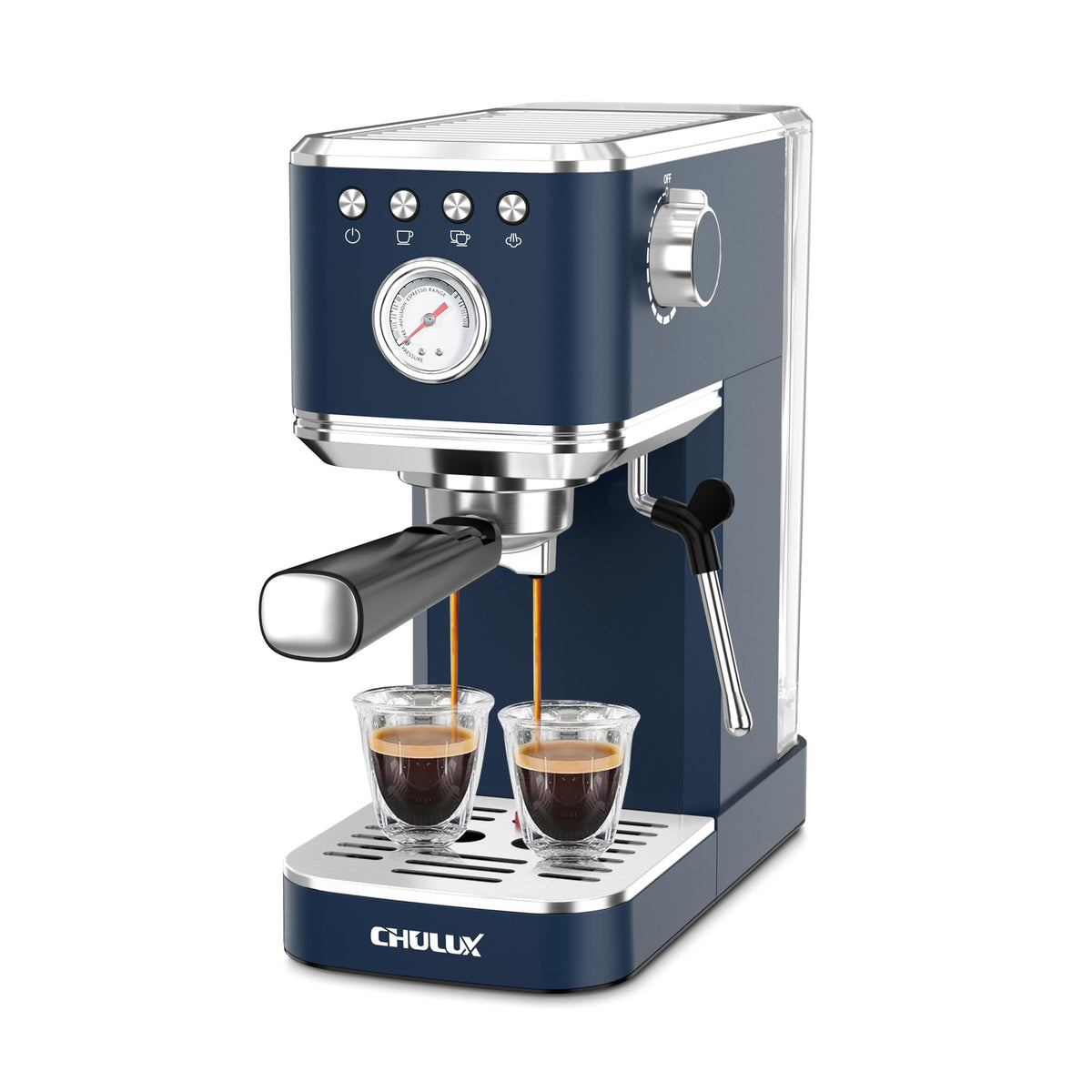 CHULUX Slim 2026, vista frontal de la cafetera, ideal para espresso diario en casa.