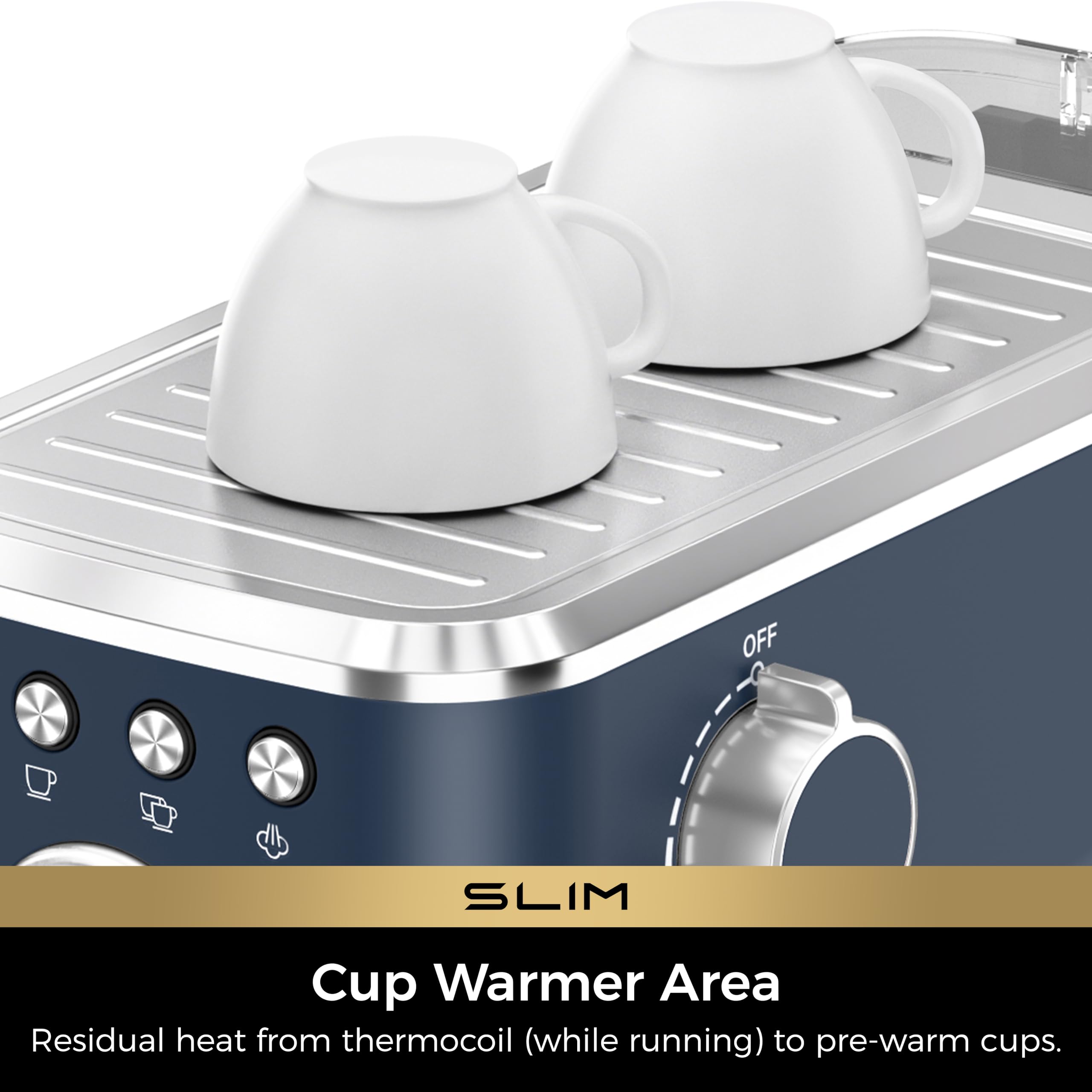 Acabado de acero inoxidable en Navy aporta estilo moderno.