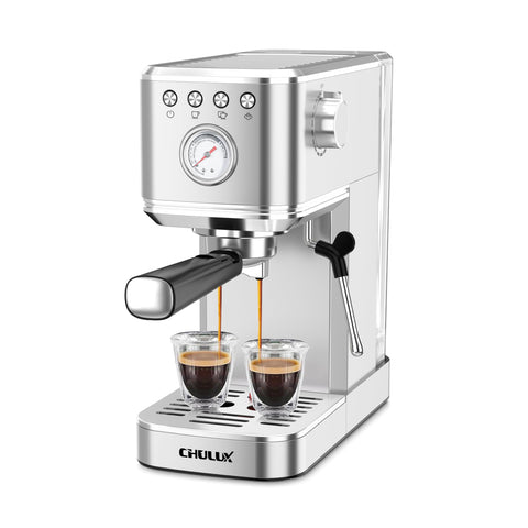 CHULUX Slim 2026, vista frontal de la máquina espresso para casa, diseño compacto.