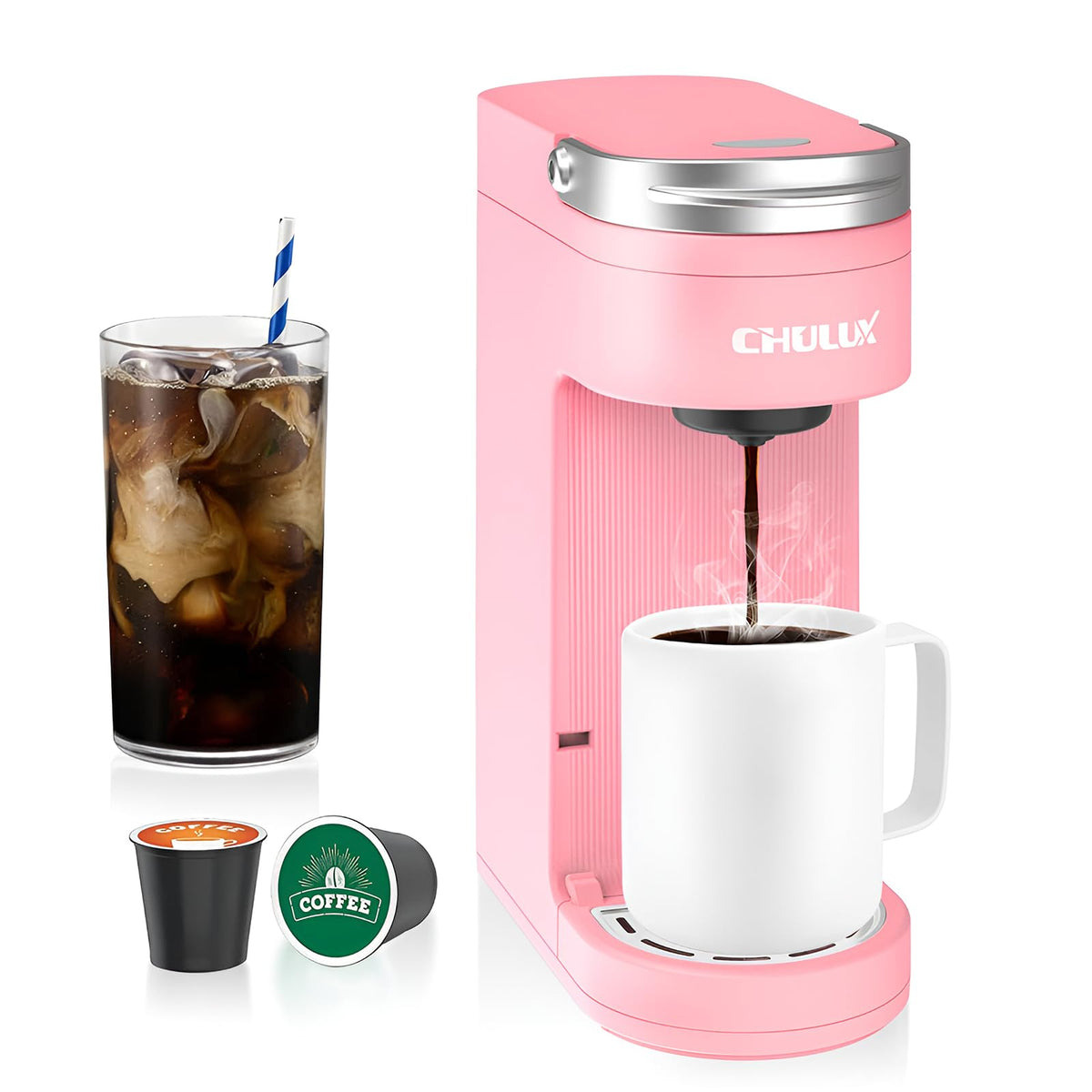 CHULUX Slim cafetera una taza para cápsulas K, preparación rápida