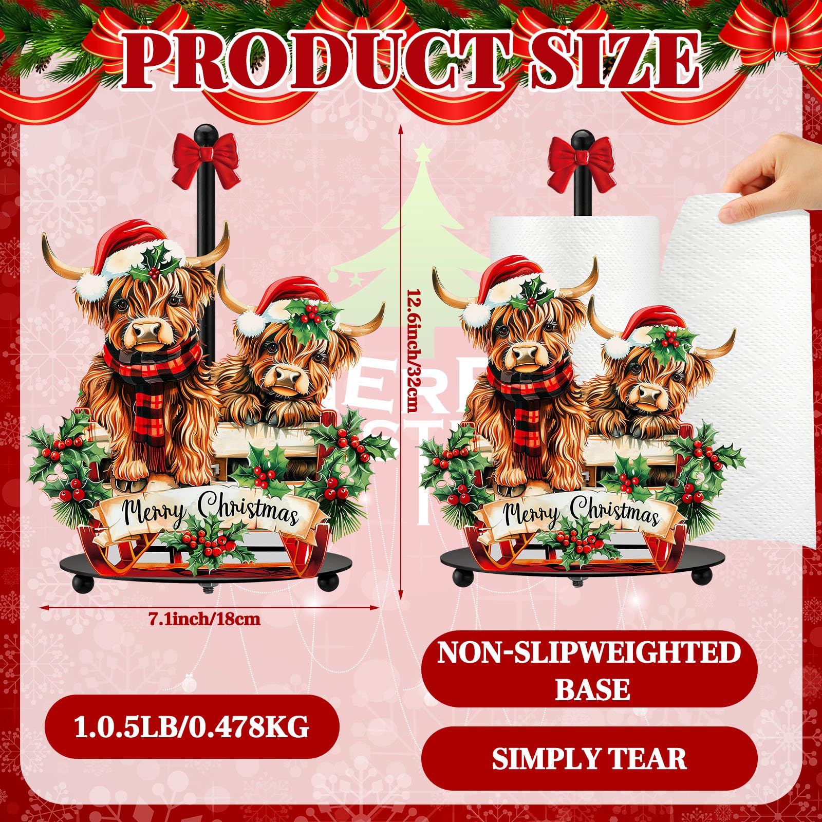 Chunful diseño rústico vaca Highland para Navidad