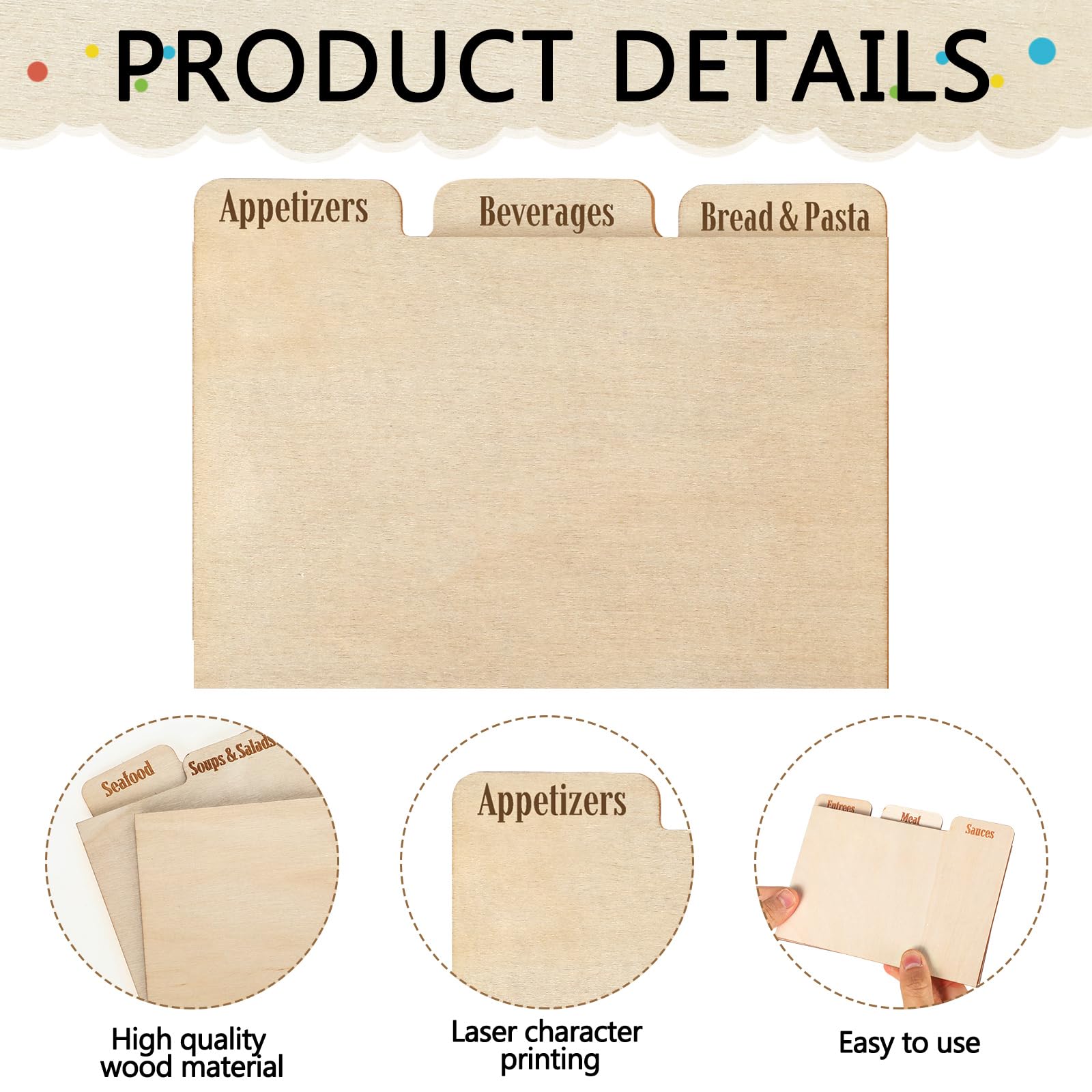 Chunful organizador de recetas 4x6, práctico para cocina y oficina.