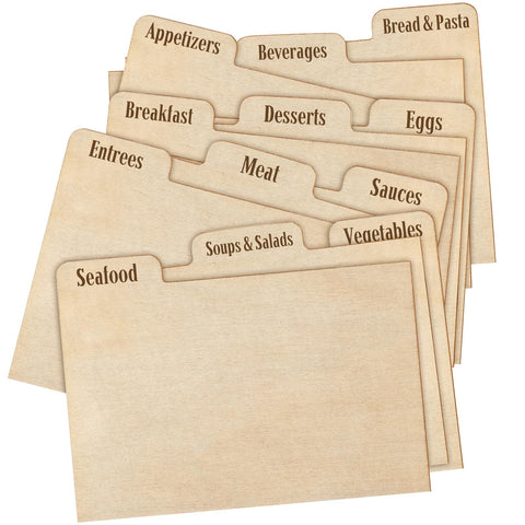 Chunful separadores de tarjetas para recetas en madera real, organización elegante y acceso rápido.