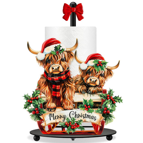 Chunful vaca Highland Navidad porta papeles en encimera
