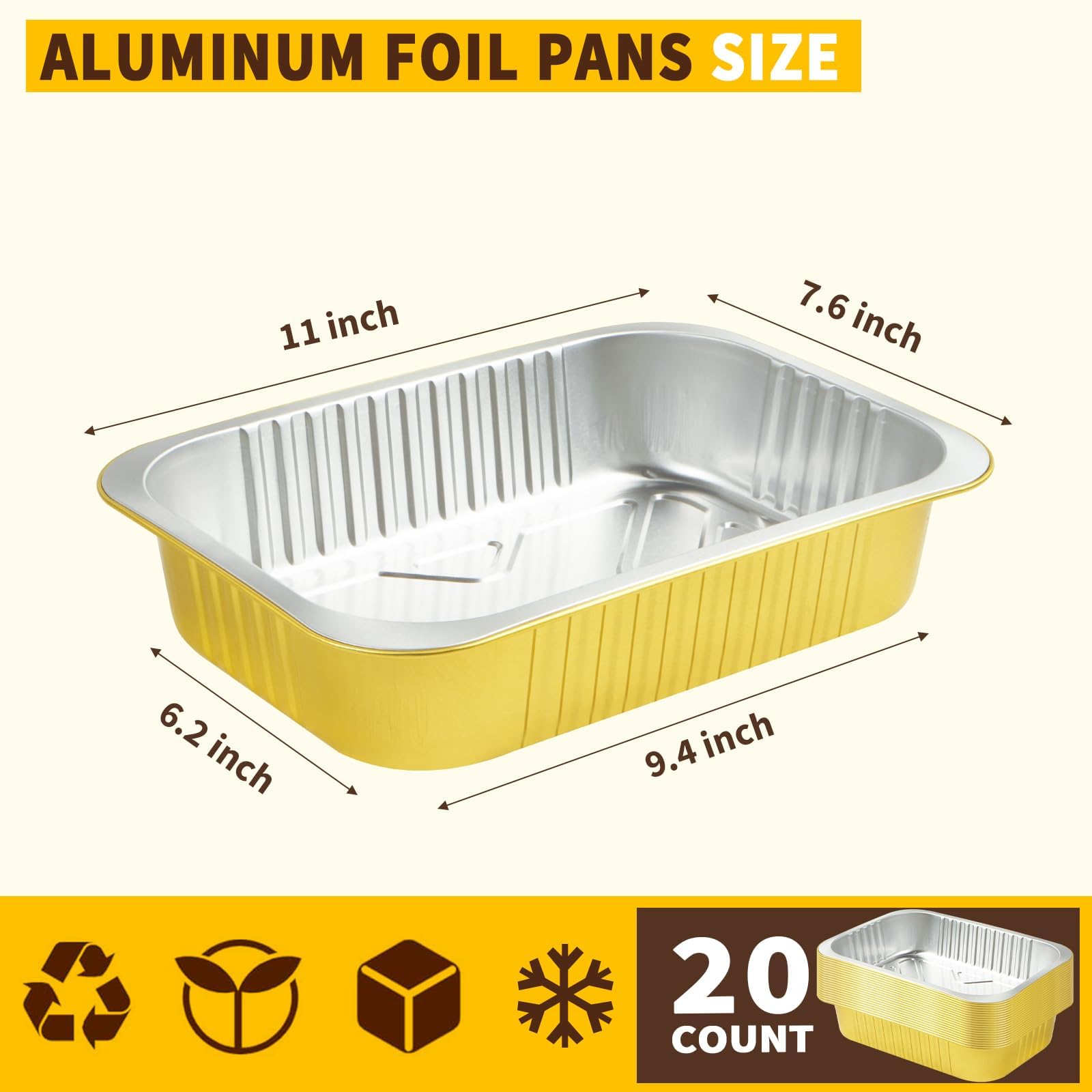 CHUPEI contenedor de aluminio para congelar 5 libras con tapa, protege los alimentos