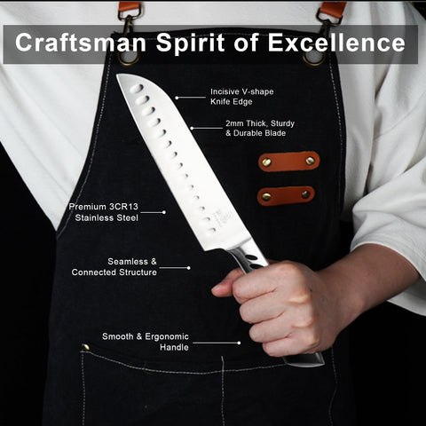 CHUSHIJI cuchillo santoku de 7 pulgadas ideal para verduras y carnes finas.