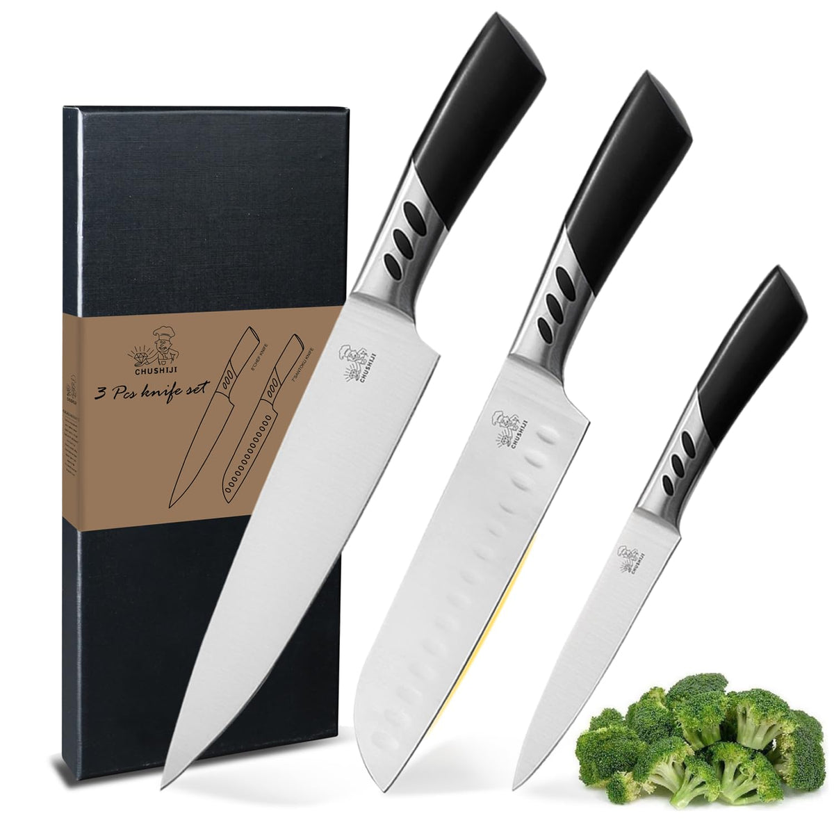 CHUSHIJI cuchillo chef de 8 pulgadas con filo preciso para cortes uniformes.