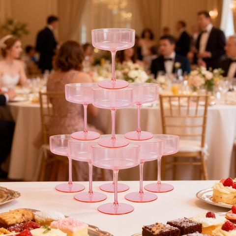 Ambientación de boda con copas rosas Ciaell.