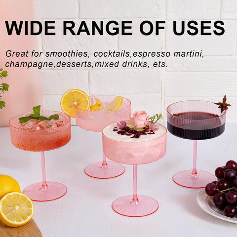 Ciaell copa martini 10oz rosada, ideal para porciones de cócteles.