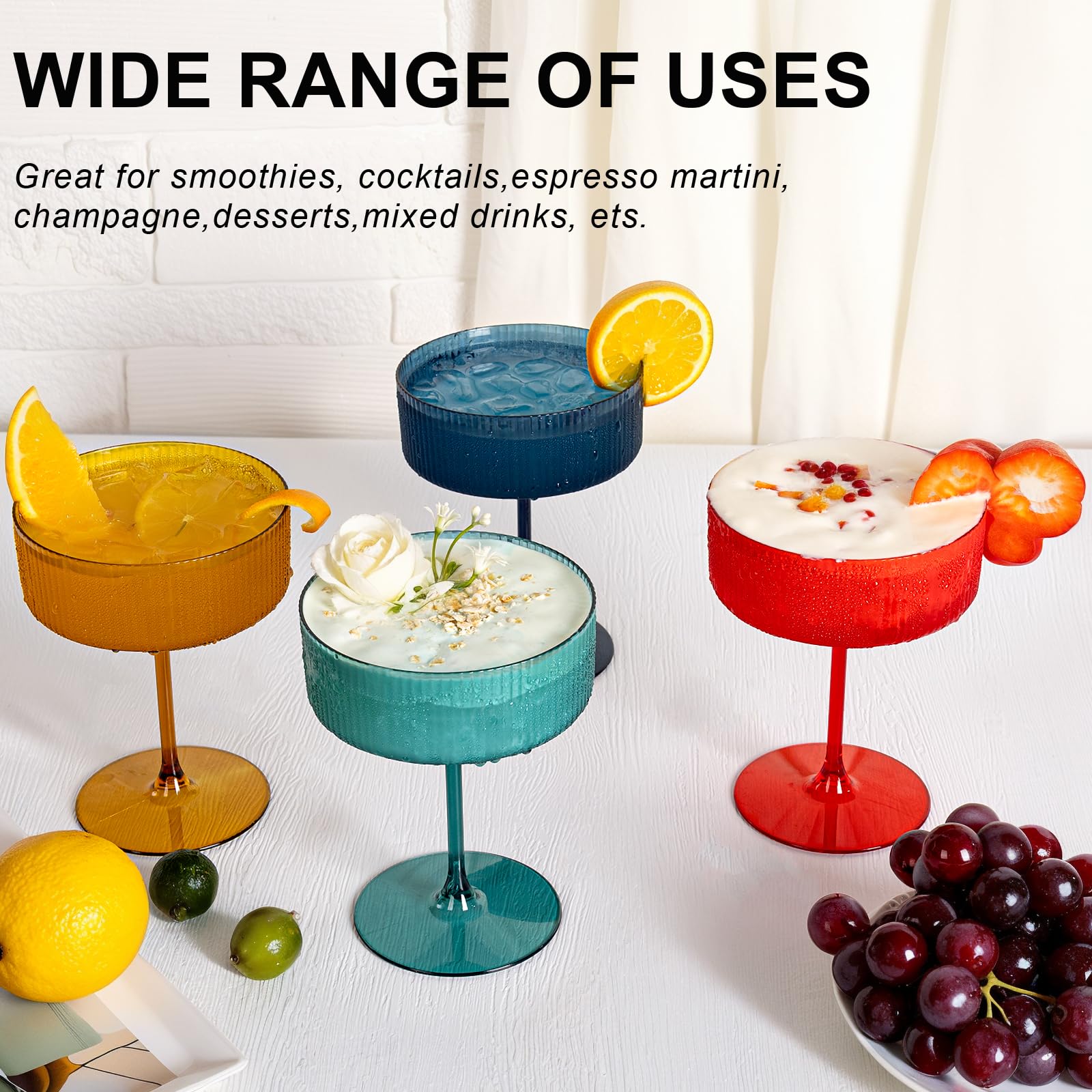 Ciaell copa martini con tallo y acabado cristal traslucido para presentaciones elegantes.